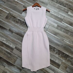 Asos Pale Pink Rib Knit Back Cutout Faux Wrap Dress Size 6